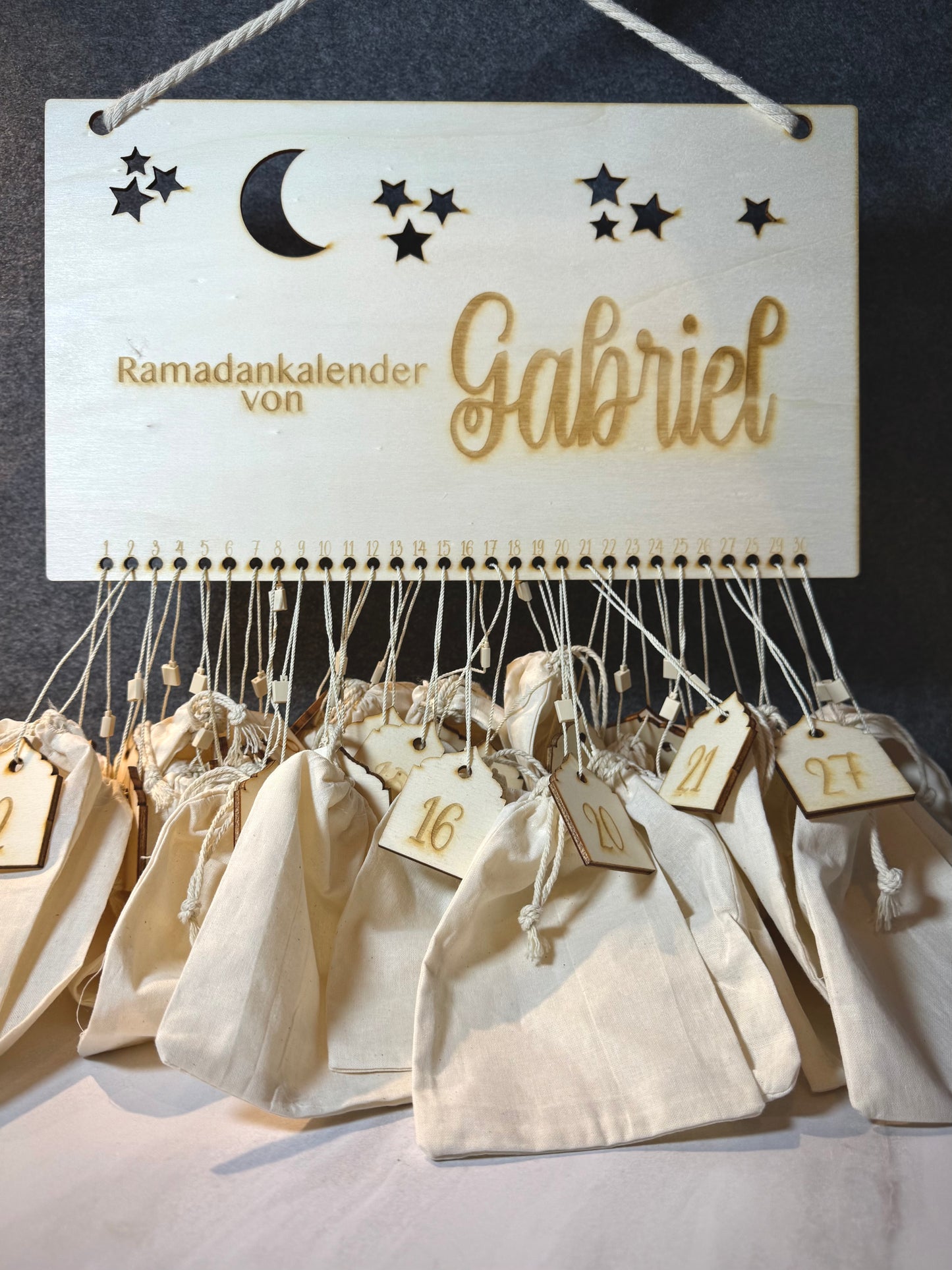 Personalisierter Ramadan-Kalender für Klein & Groß! Verschiedene Farben & mit oder ohne 30 Geschenktütchen